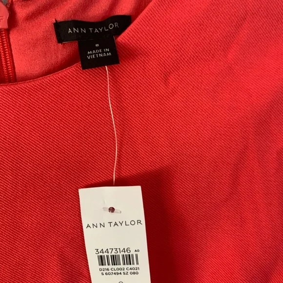 Ann Taylor Short Sleeve dress size 8 deep Coral - Picture 4 of 5